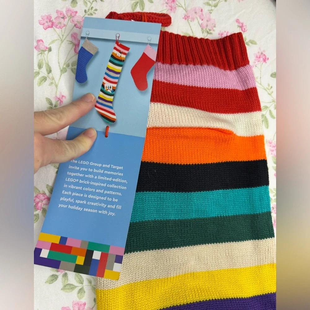 NWT XL LEGO Rainbow‎ Striped Christmas Stocking - Picture 6 of 9